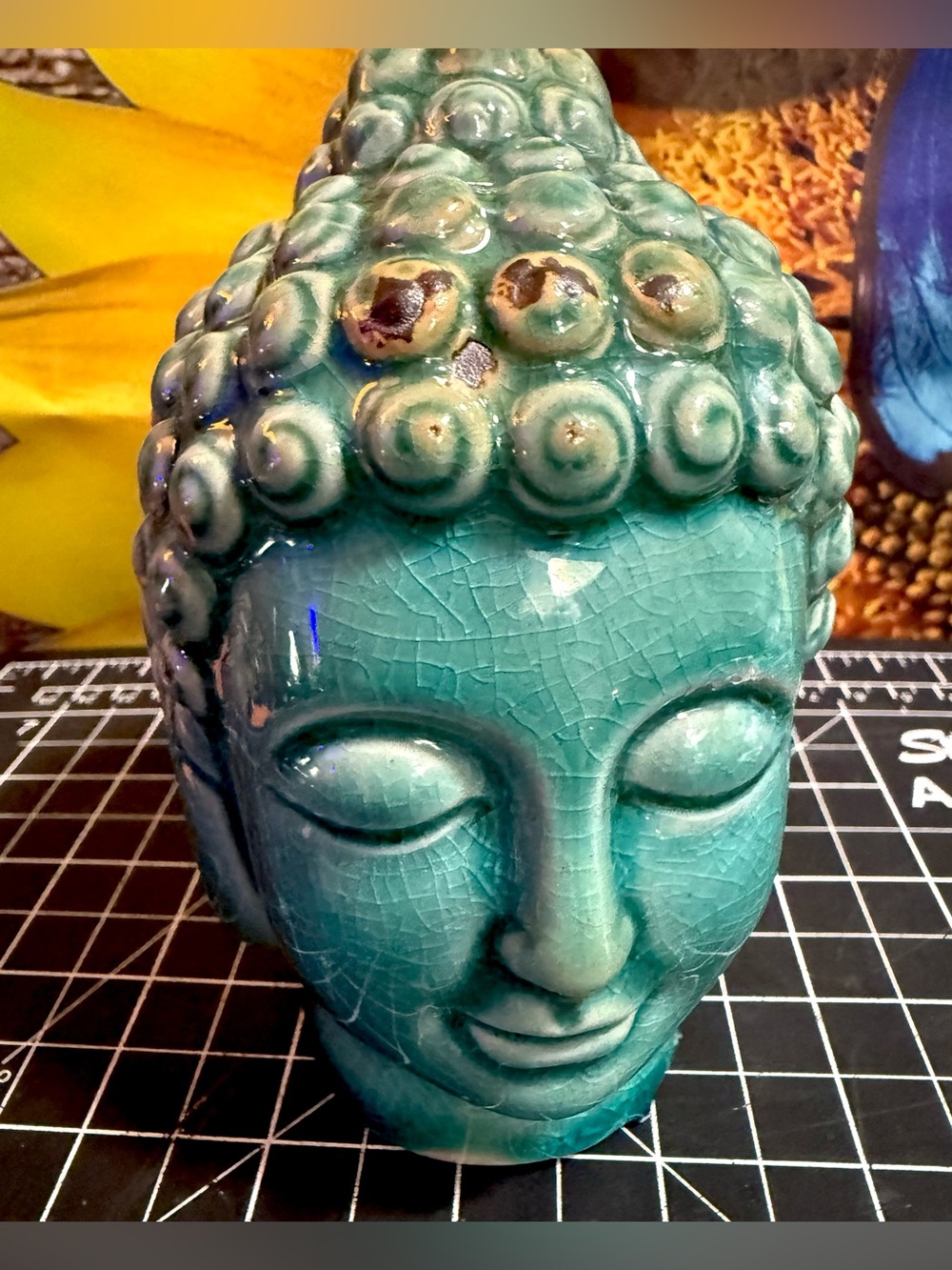 Feng Shui Ceramic Meditating Buddha Head Figurine | Peace Statues | Home Decor